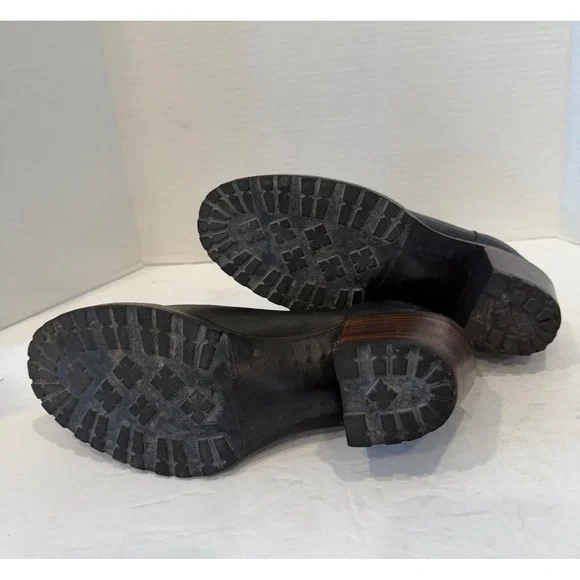 Untitled Vintage Black Leather Stacked Heel Pleated Chelsea Ankle Boots Sz 8 - Picture 8 of 10